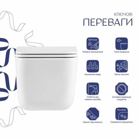 Готовое решение Qtap для ванной комнаты: подвесной унитаз Gemini Ultra Quiet 520×360×350 + комплект инсталляции Nest 4 в 1 (круглая клавиша Chrome) купить в САНН Одесса, изображение 3