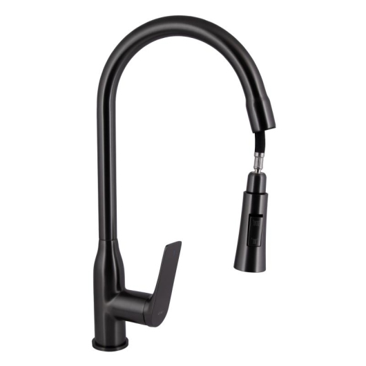 Смеситель для кухни Qtap Vlasta New с выдвижным изливом QTVLA344GMB45647 Gunmetal Black PVD купить в САНН Одесса, изображение 3