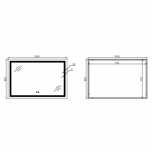 Зеркало Qtap Cardinal 1200х800 с LED-подсветкой Touch, с антизапотеванием, с диммером, рег. темп. цвета (3000-6500K) QT0478C12080 купить в САНН Одесса, изображение 2