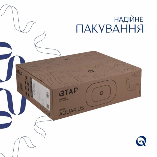 Комплект Qtap Aquarius: Раковина накладная прямоугольная 470x380x120 мм White + Донный клапан PU02 купить в САНН Одесса, изображение 5