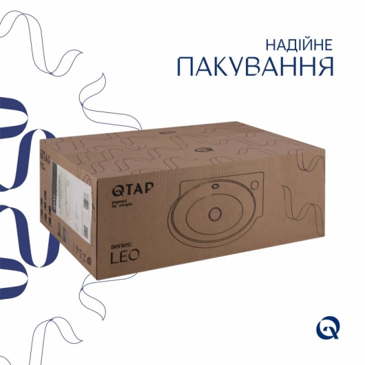 Комплект Qtap Leo: Раковина подвесная овальная правая 430x285x160 мм White + Донный клапан PU02O купить в САНН Одесса, изображение 6