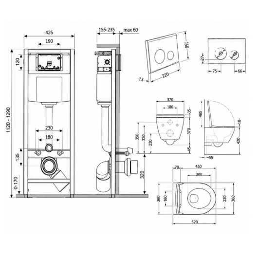 Готове рішення Qtap для ванної кімнати: підвісний унітаз Robin Ultra Quiet 520x365x365 + комплект інсталяції Nest 4 в 1 (кругла клавіша Chrome) купити в САНН Одеса, зображення 2