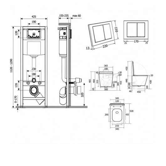 Готове рішення Qtap для ванної кімнати: підвісний унітаз Tern Ultra Quiet 525x345x360 + комплект інсталяції Nest 4 в 1 (квадратна клавіша Chrome) купити в САНН Одеса, зображення 2