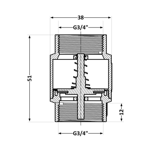 Обратный клапан Thermo Alliance Standart 3/4"ВВ с латунным штоком TAS240W20 купить в САНН Одесса, изображение 2
