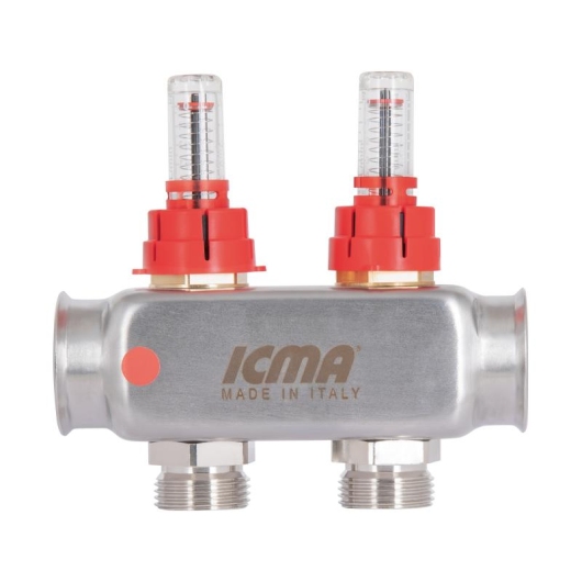 Коллектор Icma № К073 с расходомерами (нерж.) 1" х 3/4" на 2 выхода купить в САНН Одесса, изображение 4