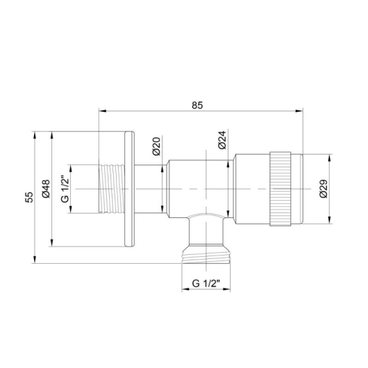 Кран кутовий Thermo Alliance Standart 1/2"ЗЗ нерж., з керам. буксою TAS345W1515SS купити в САНН Одеса, зображення 2