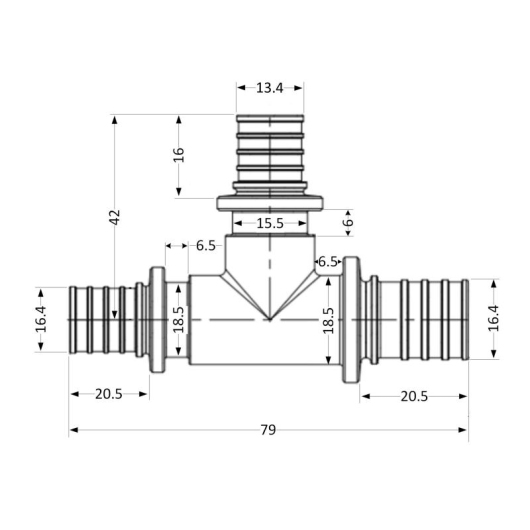 Тройник натяжной Icma №1039 d20х16х20 851039GWBOGW05 купить в САНН Одесса, изображение 2