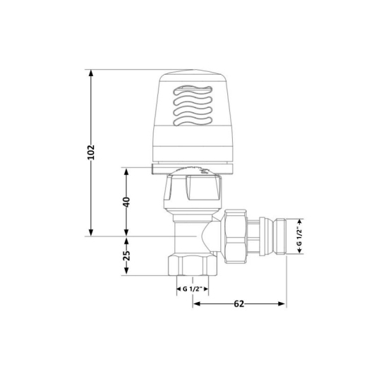 Кран радиаторный термостатический Icma 1/2"ВН угловой №764+940 82764AD06940 купить в САНН Одесса, изображение 2
