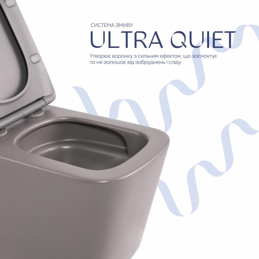 Унитаз подвесной Tern Ultra Quiet 490×365×325 мм, Stone Grey, с сиденьем Slim Duroplast / Soft-close / Quick Release QT17332303ASSG Qtap купить в САНН Одесса, изображение 5