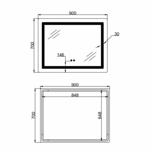 Зеркало Lidz Kubis (KU2) 900х700 с LED-подсветкой Touch, с антизапотеванием, с диммером, рег. яркости LD78LF904907048452 купить в САНН Одесса, изображение 2