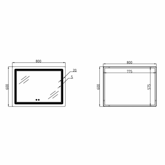Зеркало Qtap Cardinal (CA2) 800х600 с LED-подсветкой Touch, с антизапотеванием, с диммером, рег. темп. цвета (3000-6500K) QT0478C806048457 купить в САНН Одесса, изображение 2