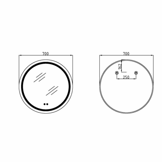 Зеркало Qtap Mideya (MI6) R700 с LED-подсветкой Touch, с антизапотеванием, диммером, рег. яркости QT2078NCR7070W купить в САНН Одесса, изображение 2