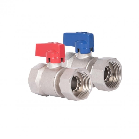 Комплект кранов шаровых Thermo Alliance Standart 1"ВВ прямой, PN40, с накидной гайкой TAS262RBW25 купить в САНН Одесса, изображение 2