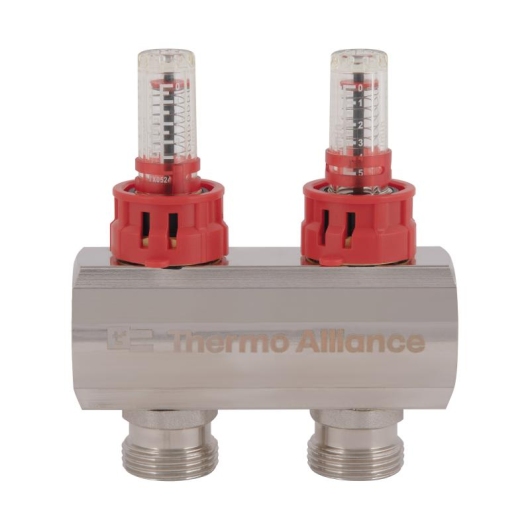 Коллектор латунный с расходомерами и евроконусами Thermo Alliance Standart 1" на 2 выхода TAS235W2E купить в САНН Одесса, изображение 5