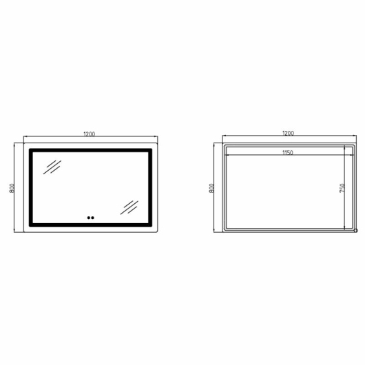 Зеркало Lidz Kubis (KU2) 1200х800 с LED-подсветкой Touch, с антизапотеванием, с диммером, рег. яркости LDKUB120080049007 купить в САНН Одесса, изображение 2
