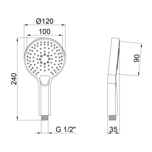 Акционный набор Qtap 1+1=3: Лейка Rucni для ручного душа Matt Black округлая QTRUCA120O3KBB купить в САНН Одесса, изображение 2