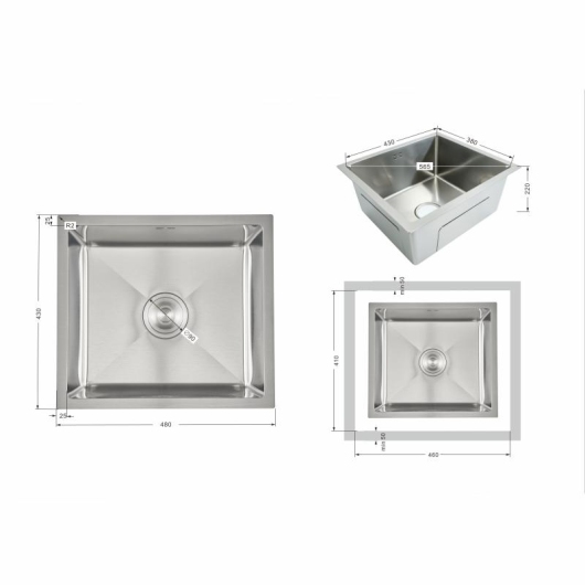 Мойка для кухни интегрированная под столешницу Lidz Handmade H4843 Brushed Steel 3,0/1,0 мм LDH4843BRU49441 купить в САНН Одесса, изображение 2