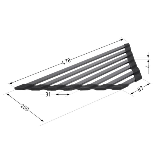 Сушилка на кухонную мойку угловая Lidz Acsis LA20 Black, плоска основа, для посуды 477х198 мм LDACSLA20BLM49773 купить в САНН Одесса, изображение 2