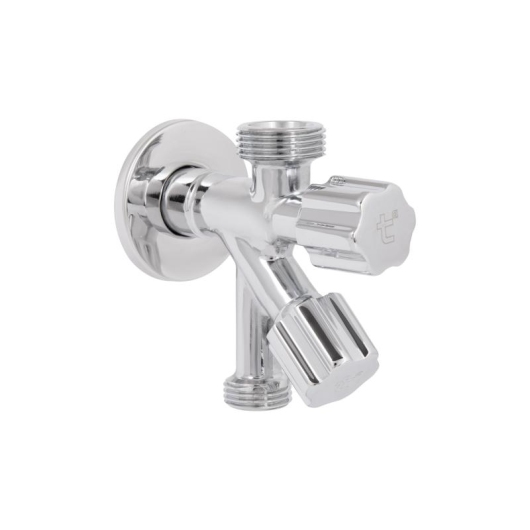 Кран угловой Thermo Alliance Forte двойной вентельный 1/2"Н х 1/2"Н х 3/4"Н, хром TAF187W151520 купить в САНН Одесса, изображение 6