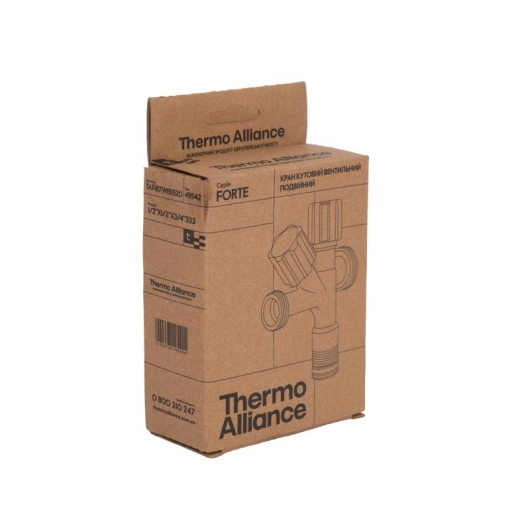 Кран угловой Thermo Alliance Forte двойной вентельный 1/2"Н х 1/2"Н х 3/4"Н, хром TAF187W151520 купить в САНН Одесса, изображение 7