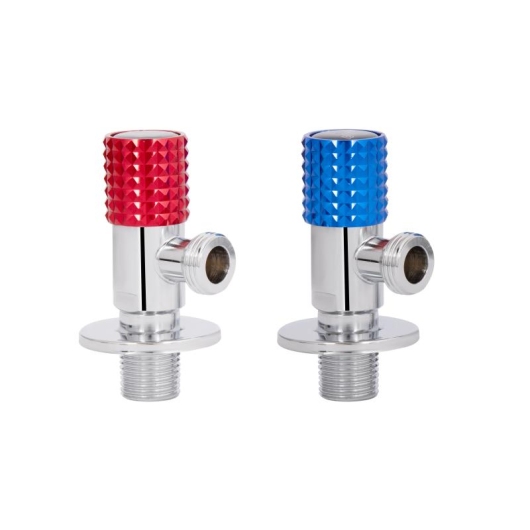 Комплект угловых кранов (круг, красный+синий) Thermo Alliance Standart 1/2"НН, нерж, хром, керам. букса TAS350W1515RB купить в САНН Одесса, изображение 3