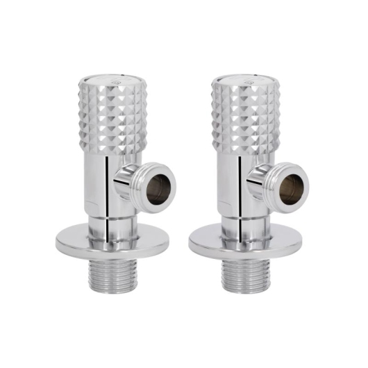 Комплект угловых кранов Thermo Alliance Standart (круг, белый) 1/2"НН, нерж, хром, керам. букса TAS350W1515W купить в САНН Одесса, изображение 3