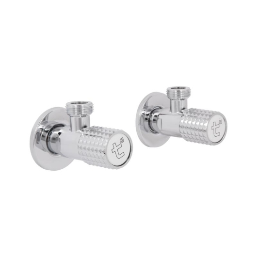 Комплект угловых кранов Thermo Alliance Standart (круг, белый) 1/2"НН, нерж, хром, керам. букса TAS350W1515W купить в САНН Одесса, изображение 6