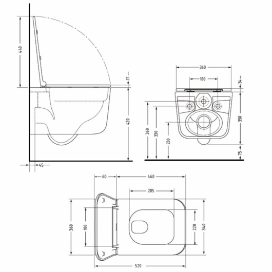 Унитаз подвесной Qtap Gemini Ultra Quiet 485×340×350 мм, Matt Black, с сиденьем Slim Duroplast / Soft-close / Quick Release QTGEM28BLM50505 купить в САНН Одесса, изображение 2