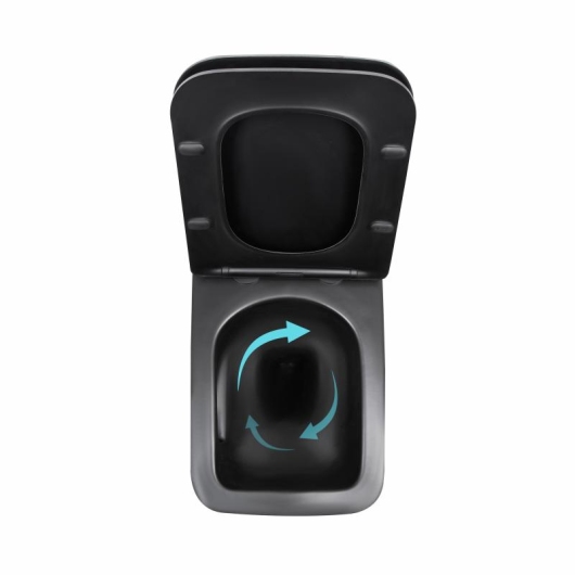 Унитаз подвесной Qtap Gemini Ultra Quiet 485×340×350 мм, Matt Black, с сиденьем Slim Duroplast / Soft-close / Quick Release QTGEM28BLM50505 купить в САНН Одесса, изображение 6