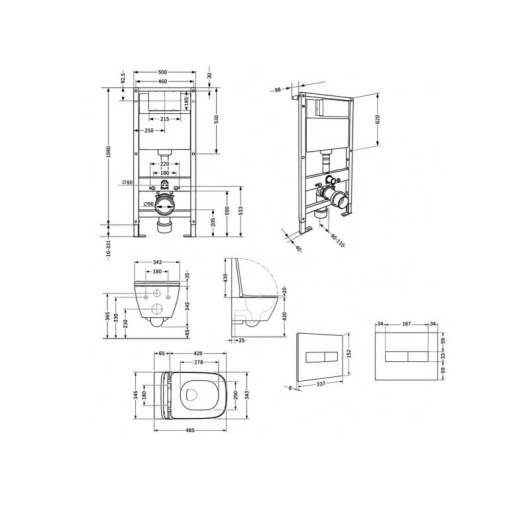 Готовое решение Qtap для ванной комнаты: подвесной унитаз Gemini Ultra Quiet 485x340x350 + комплект инсталляции Standard (линейная кнопка Chrome) купить в САНН Одесса, изображение 2