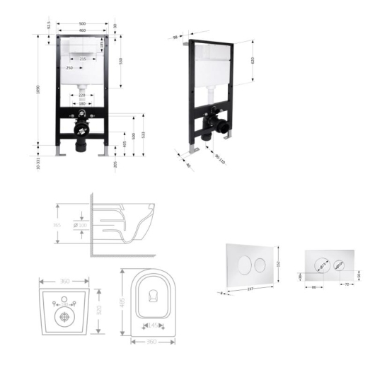 Готовое решение Qtap для ванной комнаты: подвесной унитаз Jay Ultra Quiet 485x360x320 + комплект инсталляции Standard (круглая кнопка Chrome) купить в САНН Одесса, изображение 2