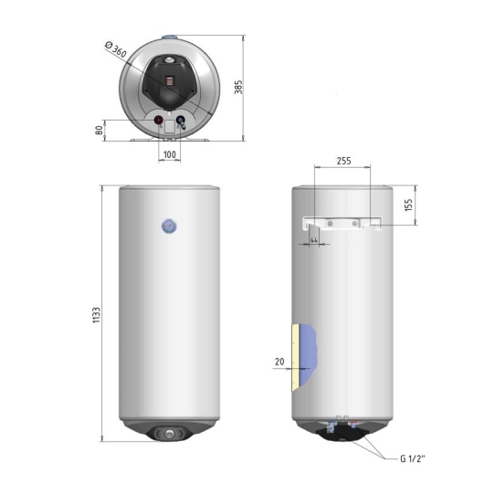 Электрический водонагреватель Thermo Alliance Spectra slim 80 л вертикальный, мокрый ТЭН 2,0 кВт, d 360 мм купить в САНН Одесса, изображение 2