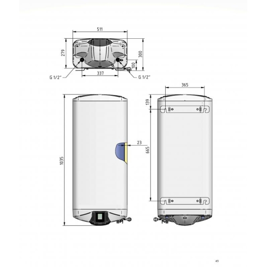 Электрический водонагреватель Thermo Alliance Spectra Flat 65 л универсальный, мокрый ТЭН 3,3 кВт, h 279 мм купить в САНН Одесса, изображение 2