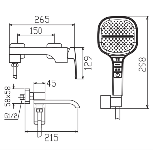 Смеситель для ванны с коротким изливом KOER KB-41037-01 (Цвет хром) (KR6004) купить в САНН Одесса, изображение 4