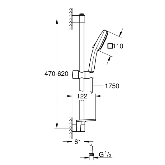 Набор для душа Grohe Tempesta Cube 110, 3 режима, с полочкой (27576003) купить в САНН Одесса, изображение 3