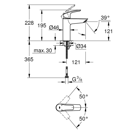 Змішувач для раковини Grohe Eurosmart (чорний матовий) (233242433) купить в САНН Одесса, изображение 3