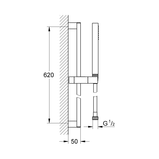 Душевый гарнитур со штангой, 1 режим струи Grohe Euphoria Cube (27936000) купить в САНН Одесса, изображение 2