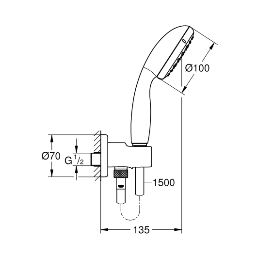 Набор для душа (33556003+26406001) Grohe Eurosmart UA33556002 (UA33556002) купить в САНН Одесса