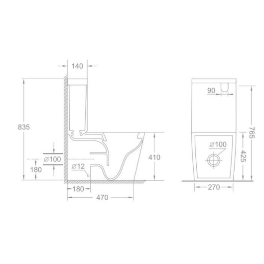 Чаша унитаза-компакта без сиденья MIXXUS BEVEL-0403-T3 BOWL 410x360x640 система смыва TORNADO 3.0 (MI8349) купить в САНН Одесса, изображение 2