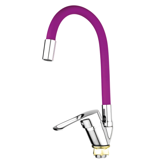 Смеситель для кухни MIXXUS FANY 011 NUT REFL.PURPLE с гибким изливом (без подводки) (Цвет хром+излив фиолетовый) (MI6291) купить в САНН Одесса