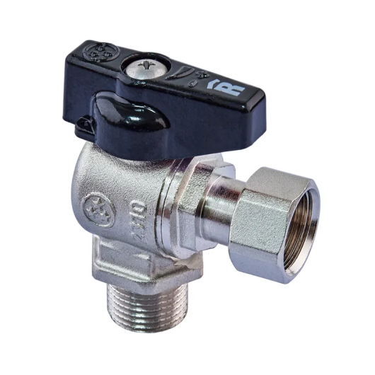Кран шаровый угловой Н/Г Roho R116-050B -1/2"х1/2" ВЗ, ручка "бабочка" черная (RO0236) купить в САНН Одесса, изображение 2