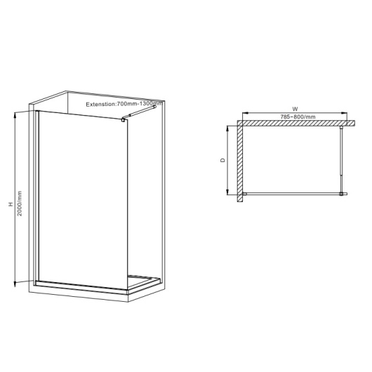 Душевая перегородка Walk-In MIXXUS PREMIUM FLAT SP01-80x200-TR CHROME прозрачное стекло 8мм (MI6849) купить в САНН Одесса