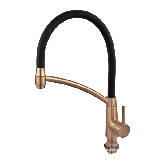 Смеситель для кухни MIXXUS PREMIUM ROSSI 017 BRUSHED GOLD REFL.BLACK (Цвет матовое золото+силик. излив черный) (MP6723) купить в САНН Одесса, изображение 3