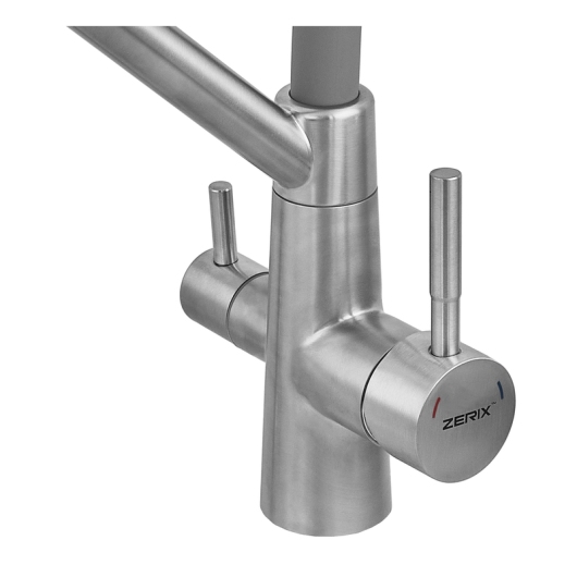 Смеситель для кухни ZERIX MAG-021 REFL.GRAY с силиконовым изливом, из нерж.стали SUS304 с выходом для питьевой воды (излив серый) (ZX6004) купить в САНН Одесса, изображение 4