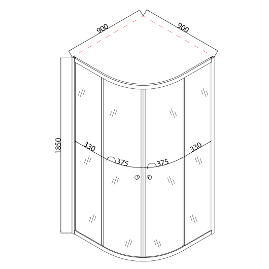 Душевая кабина без поддона MIXXUS PLAIN SC01-90x90x185-TR GRAPHITE прозрачное стекло 4мм (MI6902) купить в САНН Одесса, изображение 4
