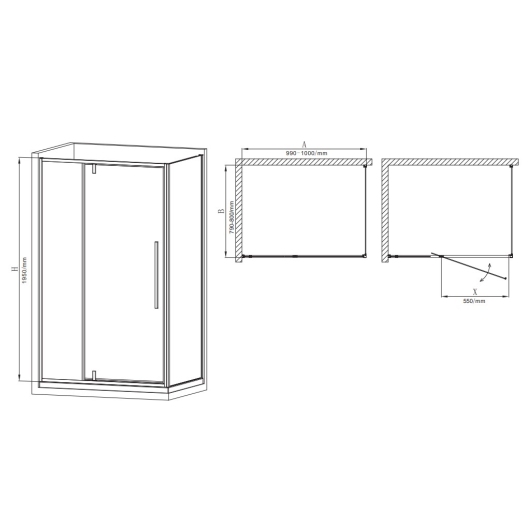 Душевая кабина без поддона MIXXUS PREMIUM BEVEL SC01-100x80x195-TR BLACK прозрачное стекло 6мм (MI6870) купить в САНН Одесса, изображение 2