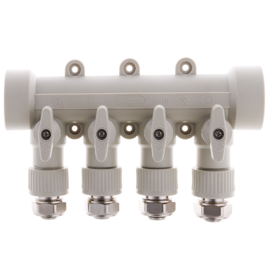 Распределительный коллектор на 4 контура (40x20) PPR Koer K0192.PRO (KP2557) купить в САНН Одесса