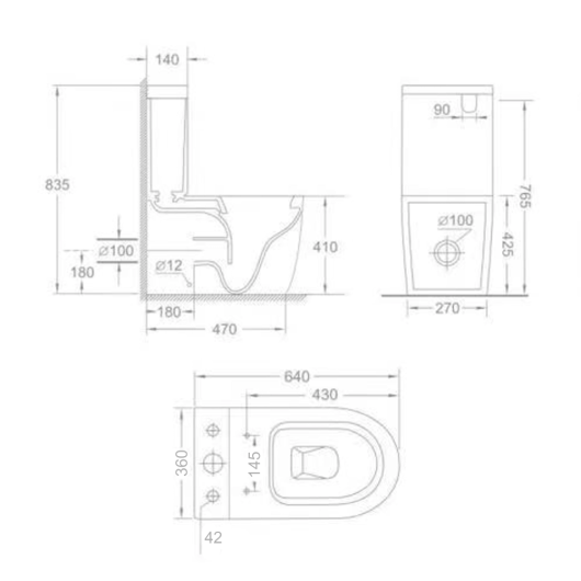 Бачок для унитаза-компакта MIXXUS ELLIPSE-0403-T3 TANK 425x360x140 в комплекте со сливной арматурой (MI8318) купить в САНН Одесса