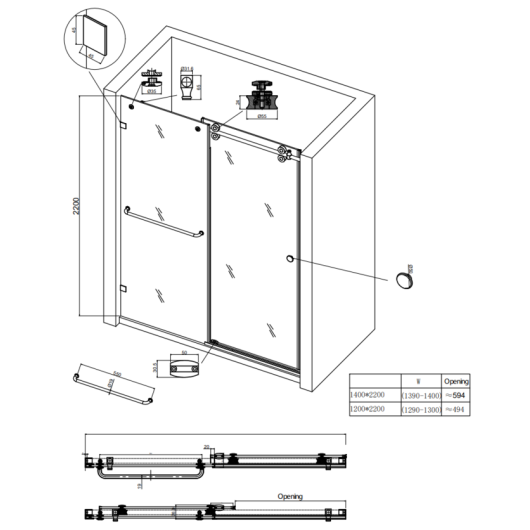 Дверь в нишу раздвижная KOER SR SD06-120x220-TR-01 прозрачное стекло EASY CLEAN 8мм хром (KR5367) купить в САНН Одесса, изображение 4