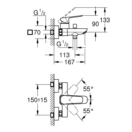 Набор для ванны 2в1 Grohe Tempesta Cube (BF101813TC) купить в САНН Одесса